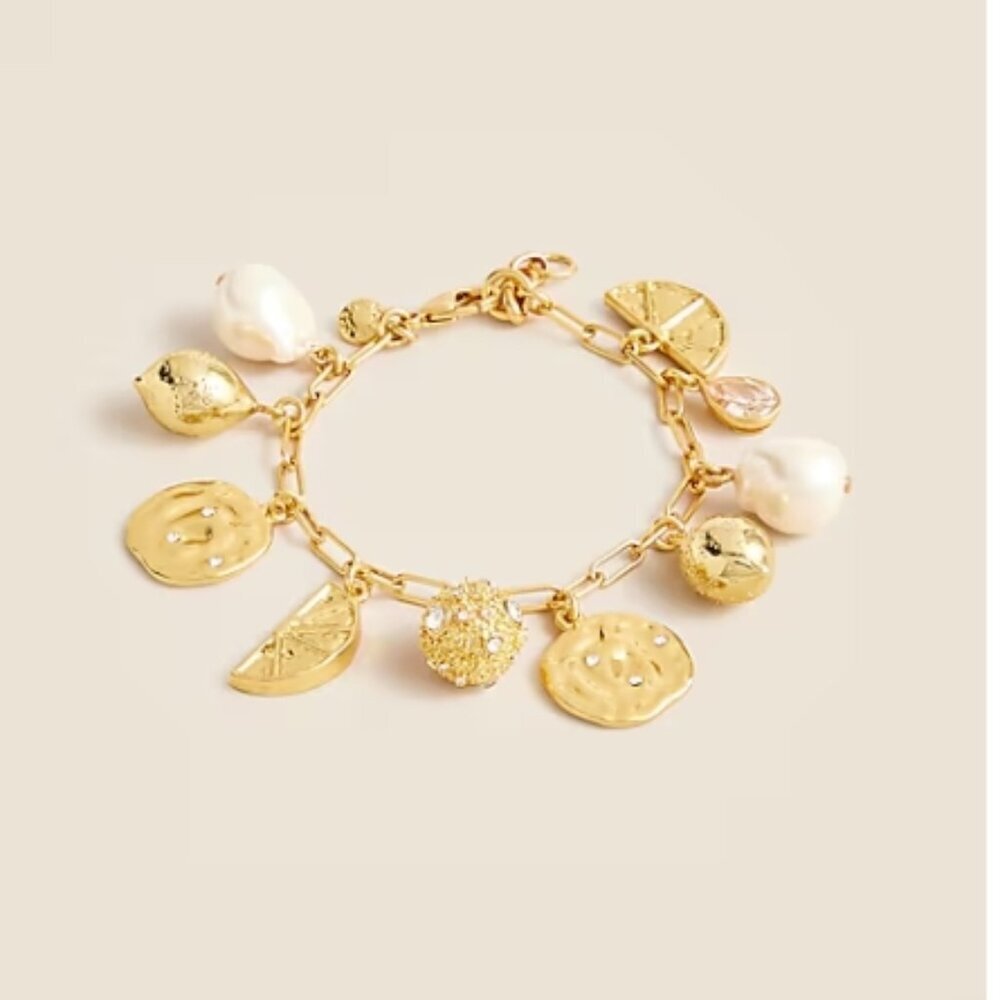 J. Crew Nautical Lemon Charm Bracelet – Shiny Matte Gold – NWT - Picture 2 of 4